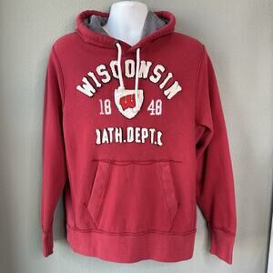 Vintage Wisconsin Badger Hoodie Large Campus Crew Heavyweight Embroidered Baggy